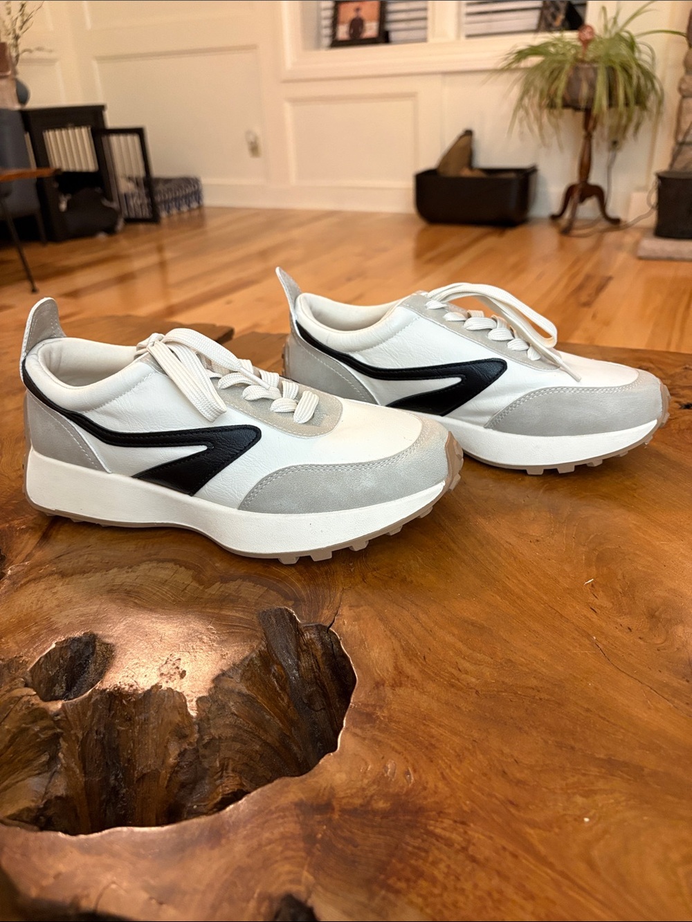 Dolce Vita White, Gray and Black Platform Athletic Sneakers